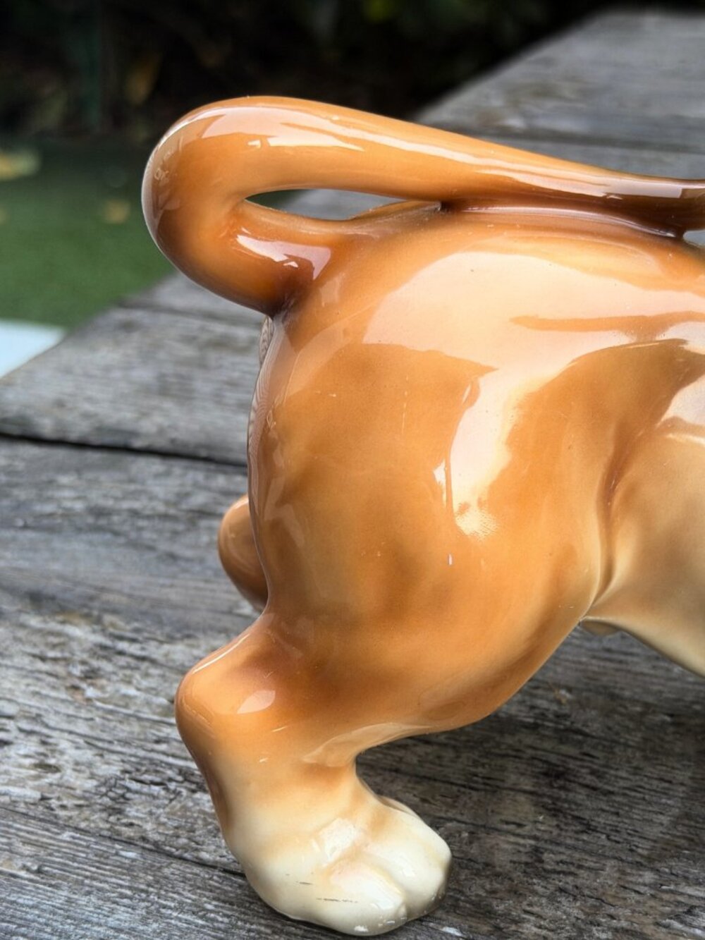 Vintage Large Dachshund Playful Japan Mid-Century Brown Glazed Porcelain Dog - Picture 9 of 14